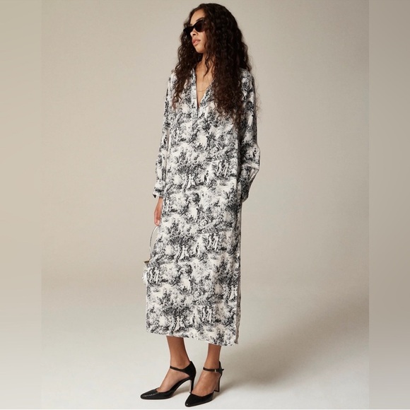 J.Crew Bungalow dress in toile drapey viscose twill CF143 sz L tie optional - Picture 1 of 9